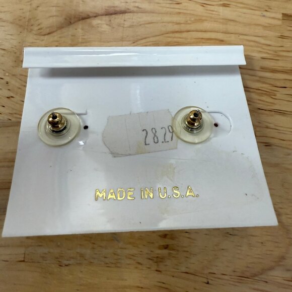 Morgan Taylor Gold-Tone Black Enamel & Faux Pearl Square Pierced Earrings Made I - Picture 3 of 6